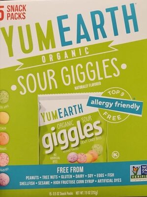 Organic Sour Giggles, Green Apple, Lemon, Orange, Strawberry, Grape