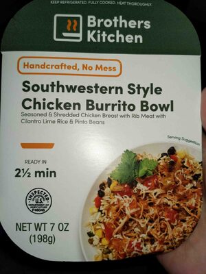 Southwestern Style Chicken Burrito Seasoned & Shredded Chicken Breast With Rib Meat With Cilantro Lime Rice & Pinto Beans Bowl, Southwestern Style Chicken Burrito