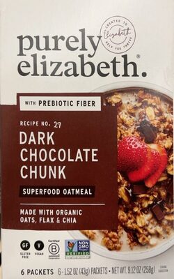 Dark Chocolate Chunk With Prebiotic Fiber Superfood Oatmeal, Dark Chocolate