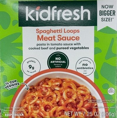 Kidfresh Spaghetti Loops Meat Sauce, 7.25 Oz