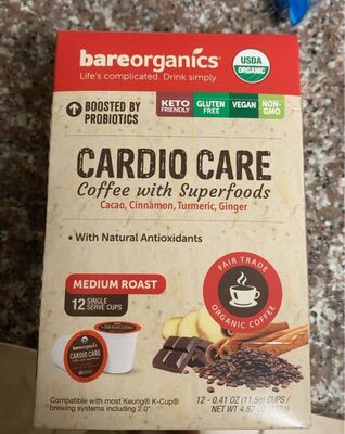 Medium Roast Cardio Care Coffee With Superfoods Cacao, Cinnamon, Turmeric, Ginger Single Serve Cups, Guatemalan, Guatemalan