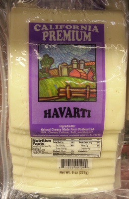 Havarti California Premium Sliced Cheese, Havarti
