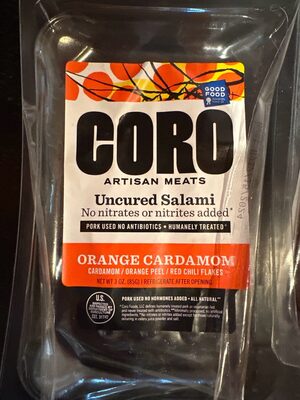 Orange Cardamom Uncured Salami, Orange Cardamom