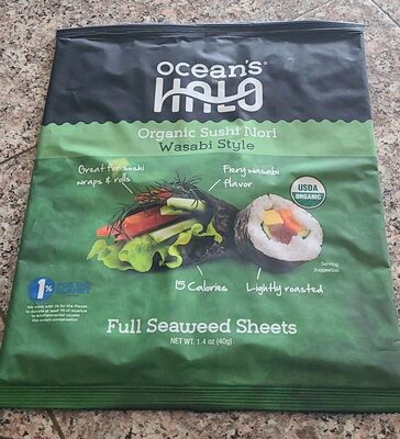 Wasabi Style Organic Sushi Nori Full Seaweed Sheets, Wasabi Style