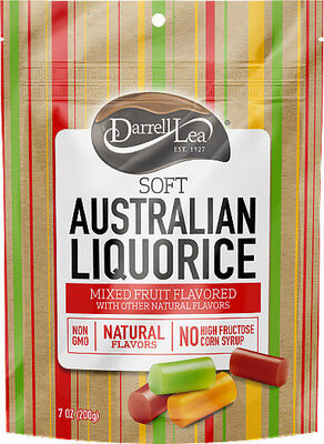 Soft Mixed Fruit Flavored Australian Licorice, Green Apple; Strawberry; Mango