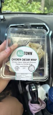 Chicken Caesar Salad With Parmesan Cheese In A Tortilla Wrap, Chicken Caesar