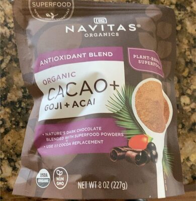 Organic Cacao + Goji + Acai Antioxidant Blend Plant-Based Superfood, Cacao + Goji + Acai