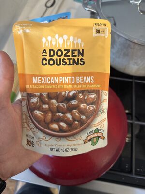 Medium Mexican Cowboy Pinto Beans Slow Simmered With Tomato, Green Chilies And Spices, Medium Mexican Cowboy Pinto Beans
