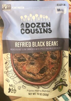 Refried Black Beans Mashed Beans Slow Simmered With Spices And Mild Green Chilies, Refried Black Beans