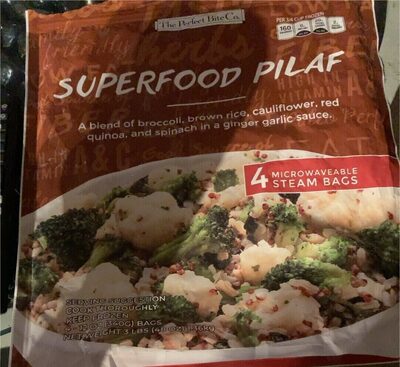 Superfood Pilaf A Blend Of Broccoli, Brown Rice, Cauliflower, Red Quinoa, And Spinach In A Ginger Garlic Sauce, Superfood Pilaf