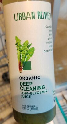 Deep Cleaning Cucumber, Celery, Lemon, Spinach, Dandelion, Parsley, Burdock Root Organic Cold-Pressed Juice, Deep Cleaning