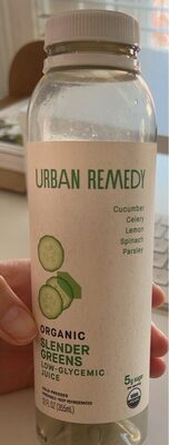 Slender Greens Cucumber, Celery, Lemon, Spinach, Parsley Low-Glycemic Cold-Pressed Juice, Slender Greens
