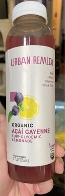 Acai, Lemon, Cayenne, Monk Fruit Organic Lemonade Cold-Pressed Juice, Acai, Lemon, Cayenne, Monk Fruit