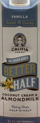 Vanilla Flavored Better Half Coconut Cream & Almondmilk, Vanilla