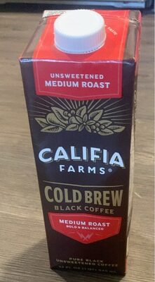 Medium Roast Unsweetened Cold Brew Pure Black 100% Arabica Coffee, Unsweetened