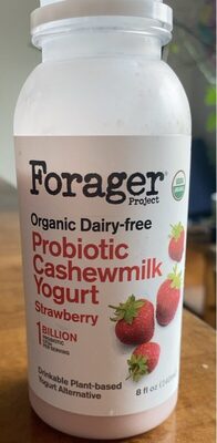 Strawberry Organic Dairy-Free Probiotic Cashewmilk Yogurt Drinkable Plant-Based Yogurt Alternative, Strawberry