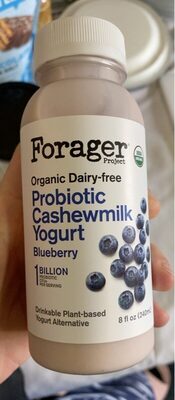 Blueberry Organic Dairy-Free Probiotic Cashewmilk Yogurt Drinkable Plant-Based Yogurt Alternative, Blueberry