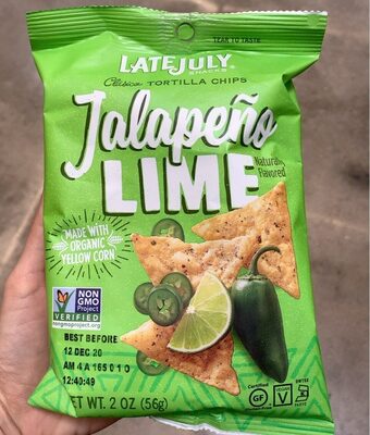 Late July Snacks, Jalapeno Lime Tortilla Chips, 2 Oz Snack Bag