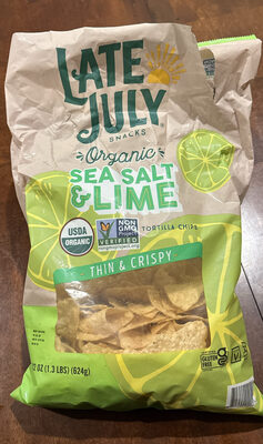 Late July Sea Salt & Lime Organic Tortilla Chips, 22 Oz Bag