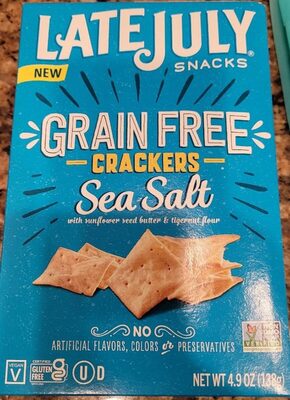 Late July Grain Free Sea Salt Crackers, 4.9 Ounce Box