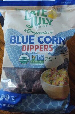 Late July Blue Corn Dippers Organic Tortilla Chips, 7.4 Oz Bag