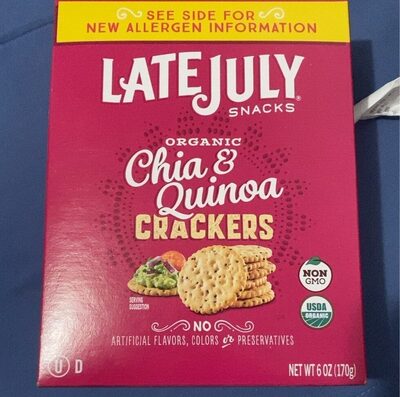 Late July Snacks, Organic Chia & Quinoa Crackers, 6 Oz Box
