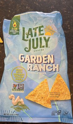 LATE JULY Snacks Garden Ranch Tortilla Chips, 6 Oz Bag
