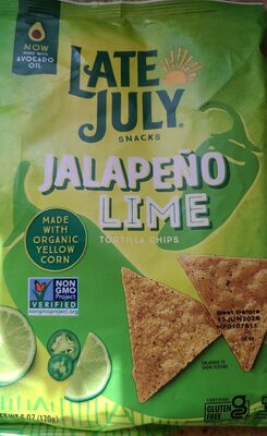 LATE JULY Snacks Jalapeno Lime Tortilla Chips, 6 Oz Bag