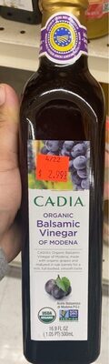 Cadia, Organic Balsamic Vinegar Of Modena