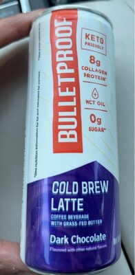 Dark Chocolate Cold Brew Latte Coffee Beverage With Grass-Fed Butter, Dark Chocolate