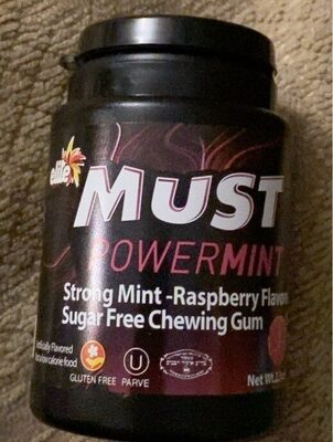 Powermint Strong Mint -Raspberry Flavored Sugar Free Chewing Gum, Raspberry