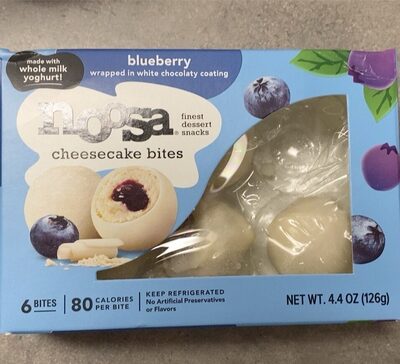 Blueberry Wrapped In White Chocolaty Coating Cheesecake Bites, Blueberry