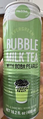 Matcha Bubble Milk Tea With Boba Pearls, Matcha