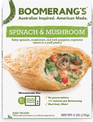 Spinach & Mushroom Spinach, Mushrooms, Red Bell Peppers And Monterey Jack Cheese Mixed With A Cream Sauce In A Puff Pastry, Spinach & Mushroom