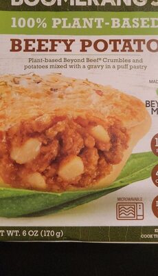 Beefy Potato Microwavable Plant-Based Beyond Beef Crumbles And Potatoes Mixed With A Gravy In A Puff Pastry, Beefy Potato