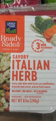 Savory Italian Herb Tasty Side Dish With Fresh Cut Cauliflower, Broccoli And Carrot, And An Herb Sauce., Savory Italian Herb