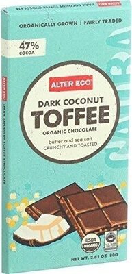 Coconut Toffee Organic Dark Salted Chocolate, Coconut Toffee