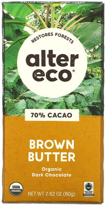 Brown Butter Organic Deep Dark Salted Chocolate, Brown Butter