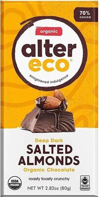 Salted Almonds Organic Deep Dark Chocolate, Salted Almonds