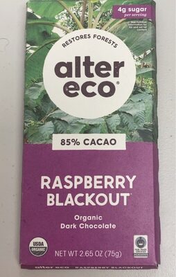 Raspberry Blackout 85% Cacao Organic Dark Chocolate, Raspberry Blackout