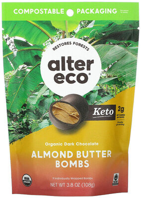 Organic Dark Chocolate Almond Butter Bombs, Dark Chocolate
