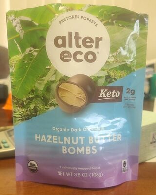 Keto Organic Dark Chocolate Hazelnut Butter Bombs, Dark Chocolate; Hazelnut