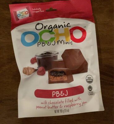 Pb & J Milk Chocolate Filled With Peanut Butter & Raspberry Jam Organic Minis, Pb & J