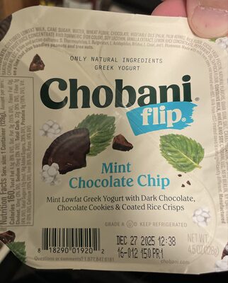 Mint Chocolate Chip Mint Low-Fat Greek Yogurt With Dark Chocolate, Chocolate Cookies & Coated Rice Crisps, Mint Chocolate Chip