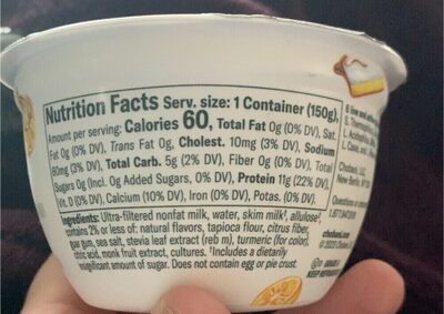 Lemon Meringue Pie Zero Sugar Yogurt-Cultured Ultra-Filtered Nonfat Milk, Lemon Meringue Pie
