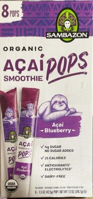Acai Blueberry Organic Smoothie Pops, Acai Blueberry