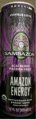 Acai Berry Passion Fruit Organic Jungle Love Antioxidant Rich Energy Drink, Acai Berry Passion Fruit
