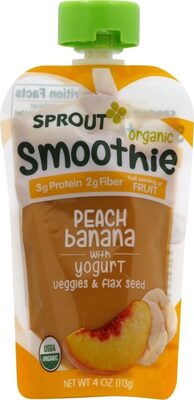 Peach Banana With Yogurt Veggies & Flax Seed Organic Smoothie, Peach Banana