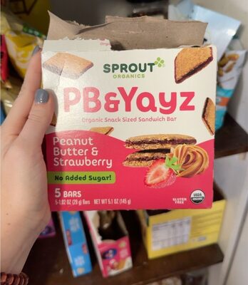 Pb&Yayz Peanut Butter & Strawbery Organic Snack Sized Sandwich Bar, Peanut Butter; Strawberry