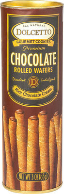 Dolcetto Gourmet Cookies, Chocolate Rolled Wafers, Rich Chocolate Cream, Rich Chocolate Cream